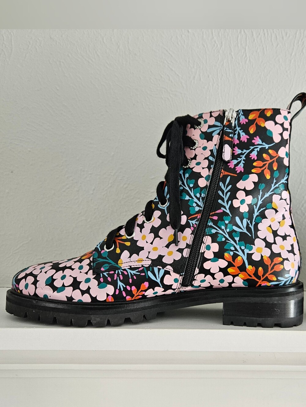 NWOT Kate Spade New York Jemma Floral Lace Up Combat Boots/Booties - Picture 6 of 9